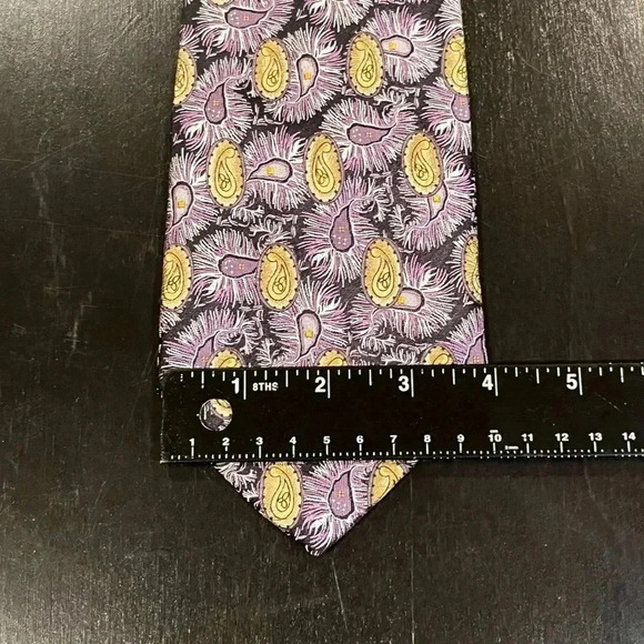 Robert Talbott Best of Class Mens Silk Necktie Purple Gold Ornate Paisley Tie - Picture 9 of 10